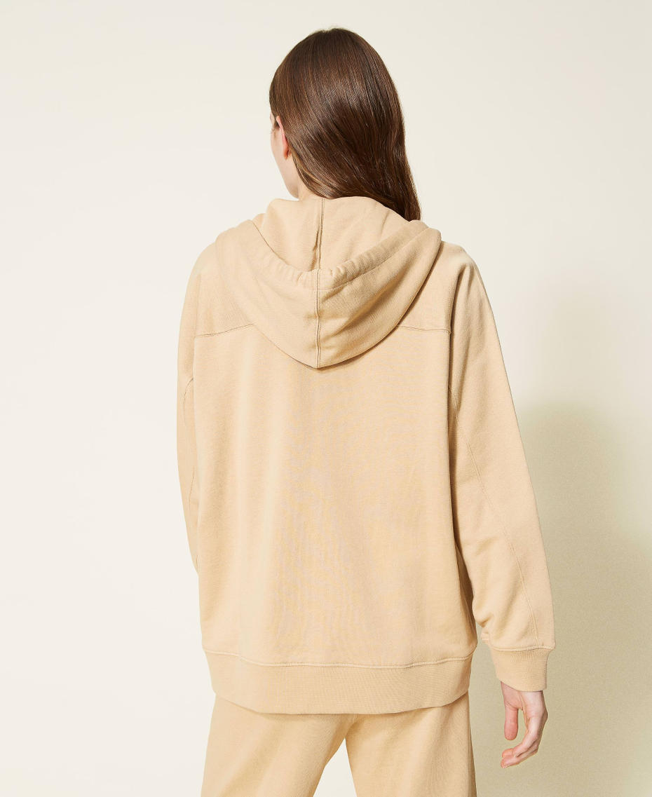 Oversize hoodie with embroidered logo “Cuban Sand” Pink Woman 221TP2160-04
