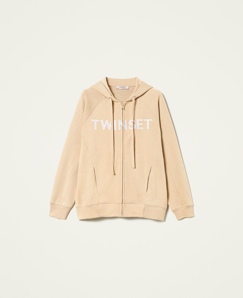 Oversize hoodie with embroidered logo “Cuban Sand” Pink Woman 221TP2160-0S