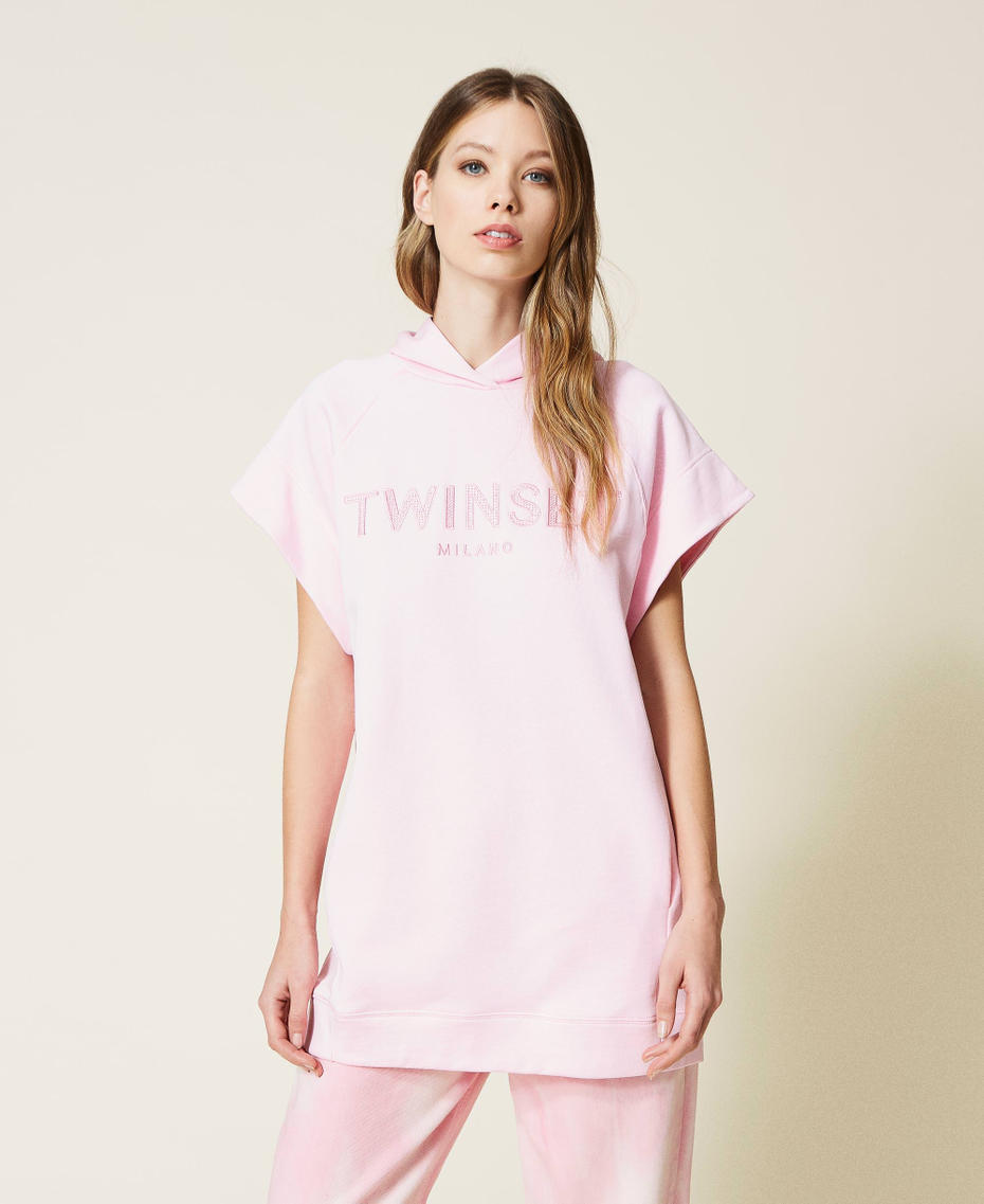 Maxi sweat-shirt avec logo brodé Rose « Bouquet » Femme 221TP2163-01