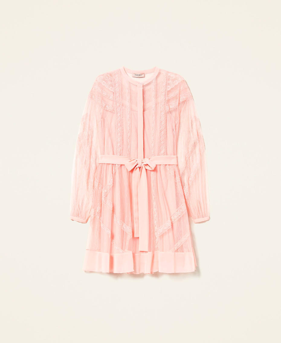 Abito in tulle point d'esprit e pizzo Rosa "Peach Cream" Donna 221TP2171_06758_S0