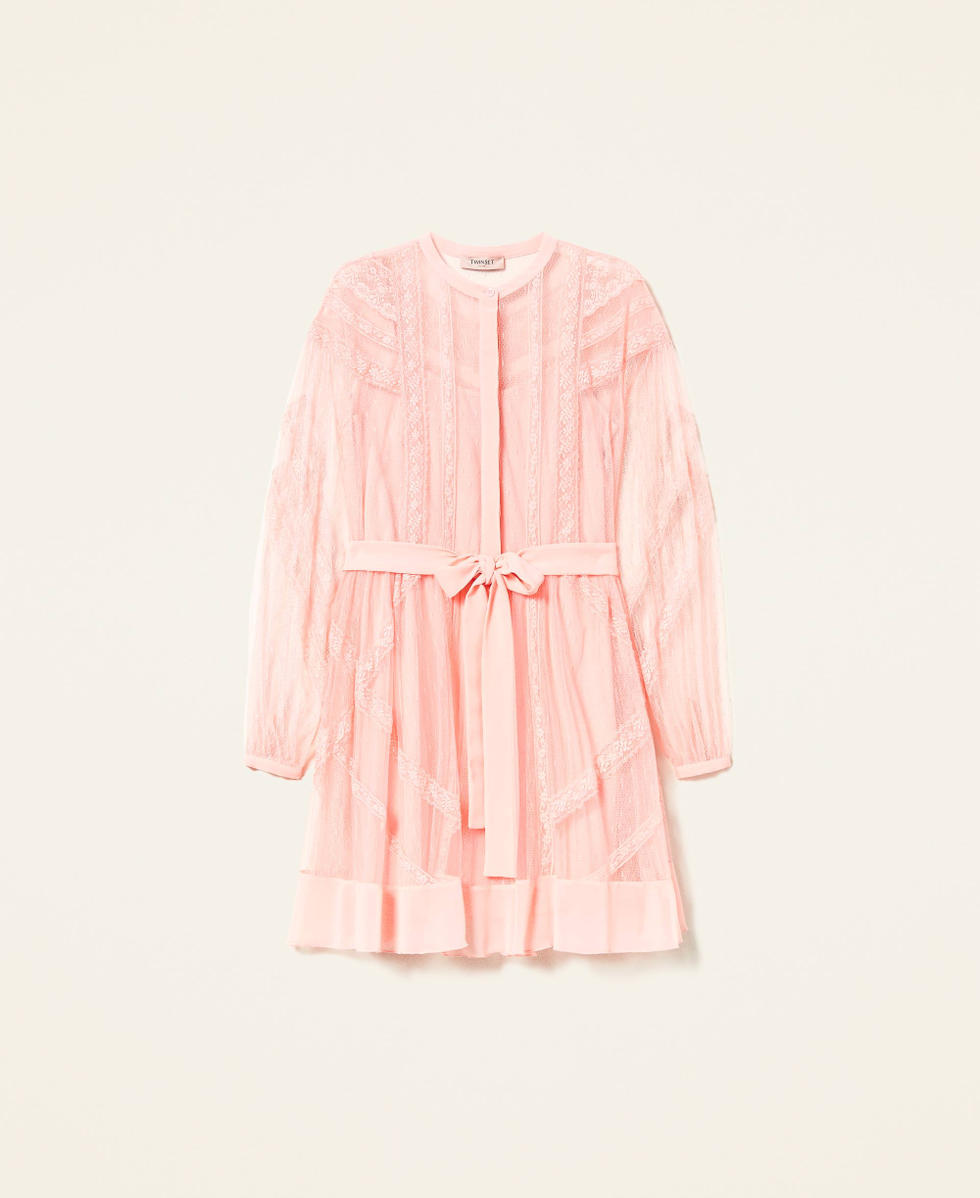 Point d'esprit tulle dress with lace
