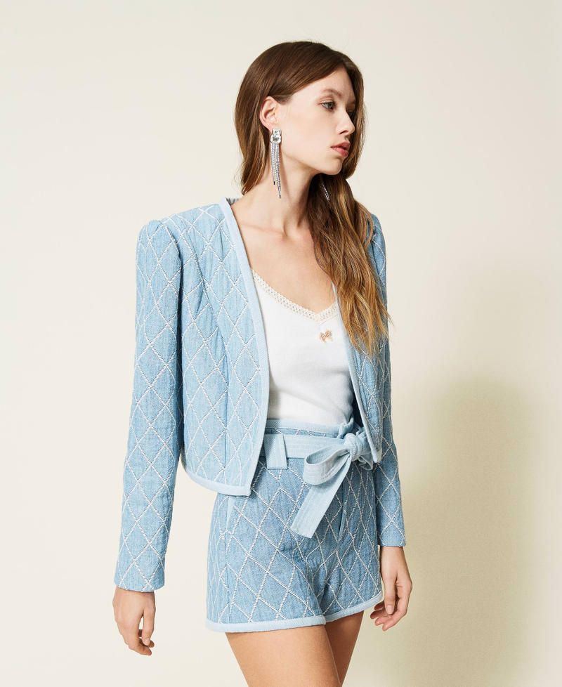 Short en jean jacquard