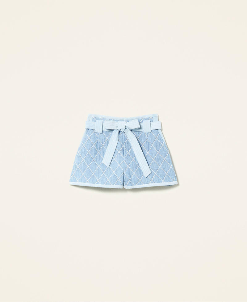 Short en jean jacquard