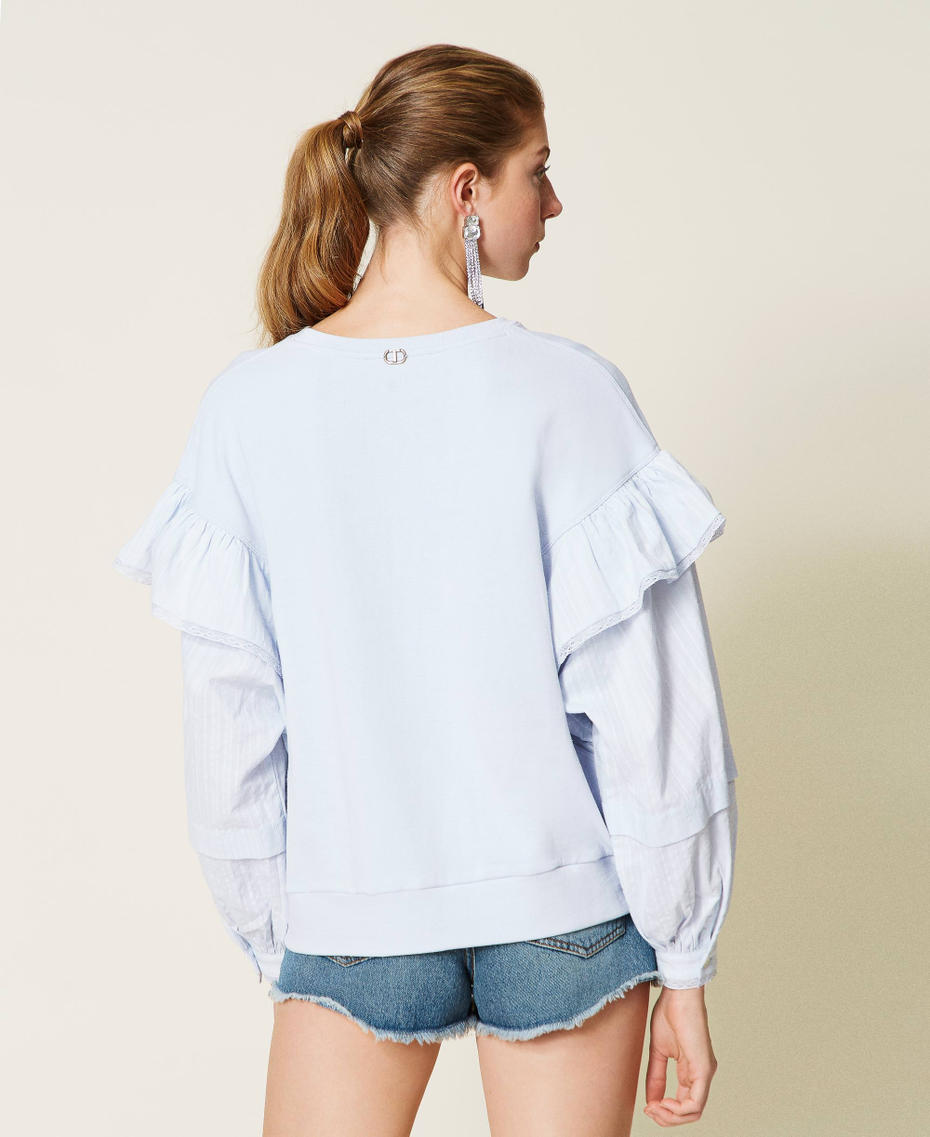 Sweatshirt with muslin sleeves Topaze Sky Blue Woman 221TP2290-03
