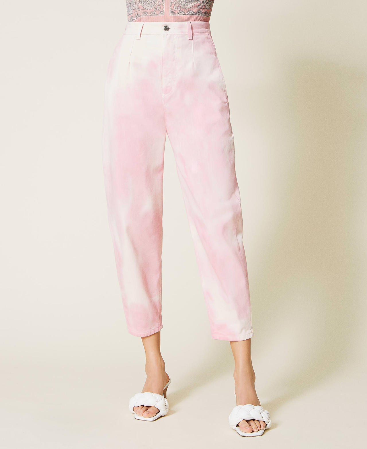 High waist bull trousers "Lollipop” Pink Nuances Woman 221TP2310-03