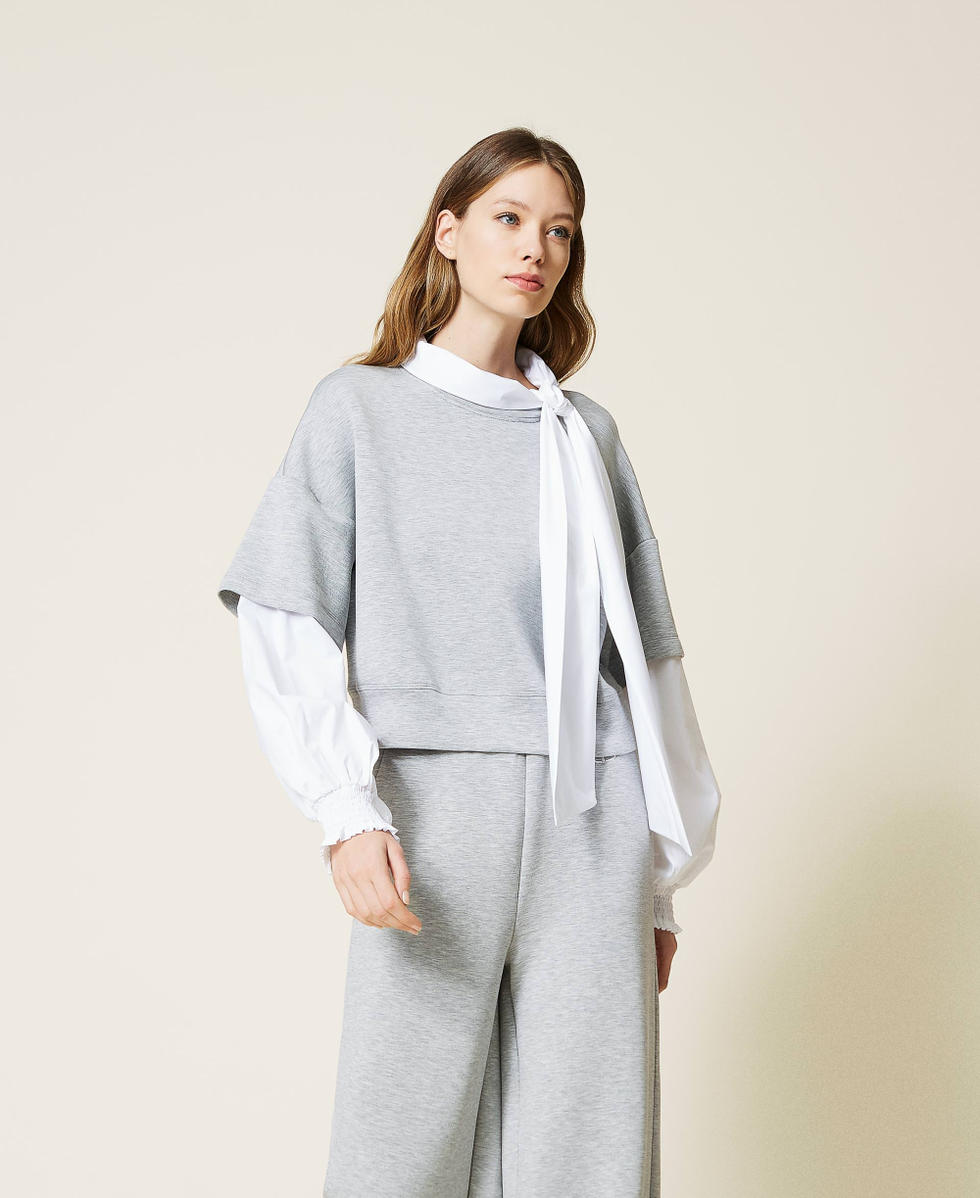 Felpa in tessuto scuba e popeline