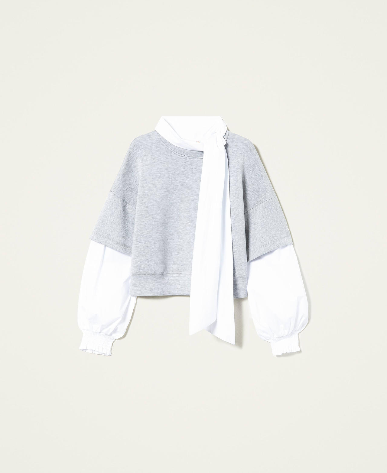 Sweat-shirt en scuba et popeline