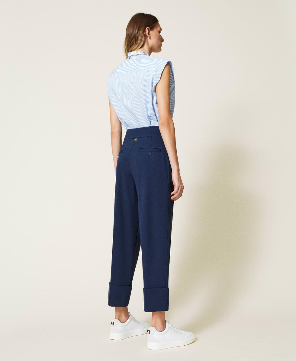 Pantaloni cropped con risvolto Donna Blu TWINSET Milano