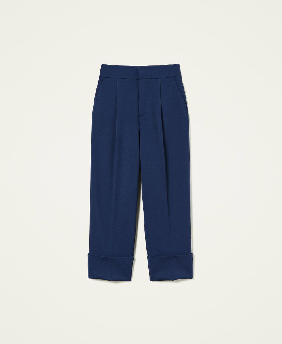 Pantalon cropped con vuelta Mujer Azul TWINSET Milano
