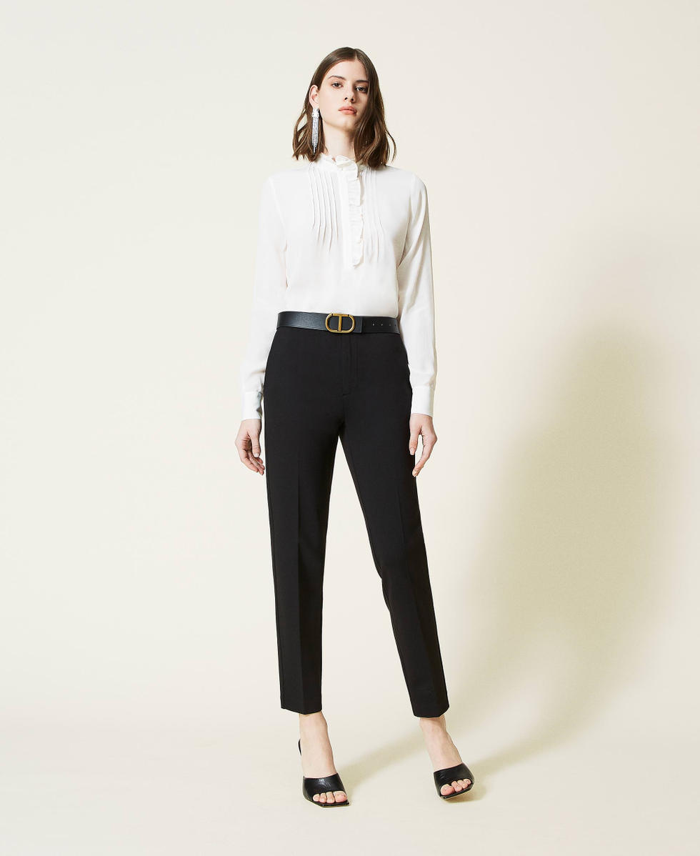 Pantalon cigarette avec pli marqu Femme Noir TWINSET Milano