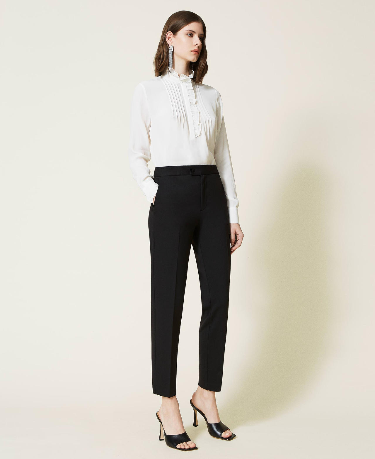 Cigarette trousers with permanent crease