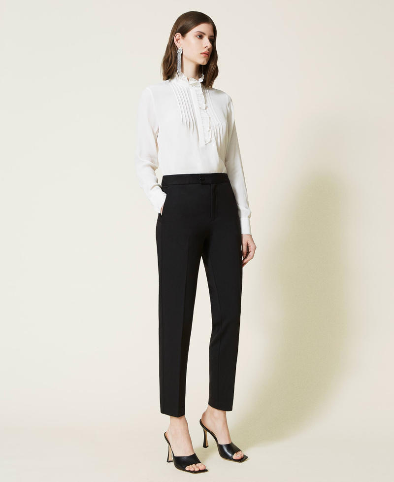 Cigarette trousers with permanent crease Black Woman 221TP2375-02