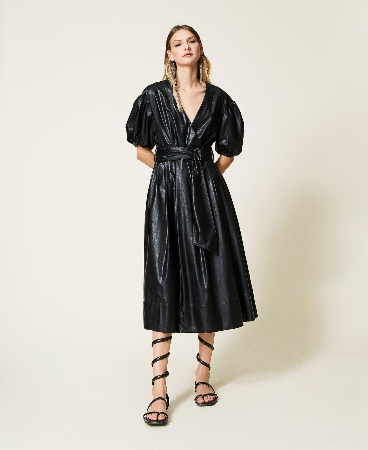 Abito a portafoglio con cintura Donna Nero TWINSET Milano
