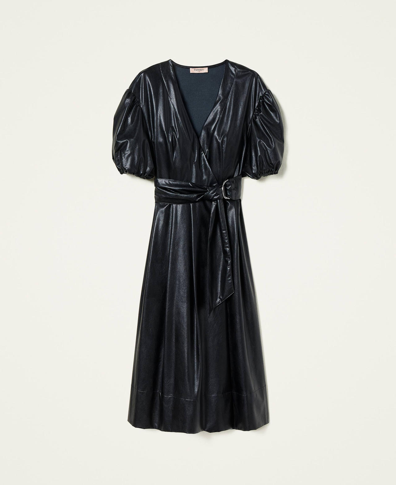 Wrap around dress with belt Woman Black TWINSET Milano