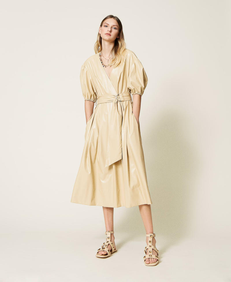 Wrap-around dress with belt