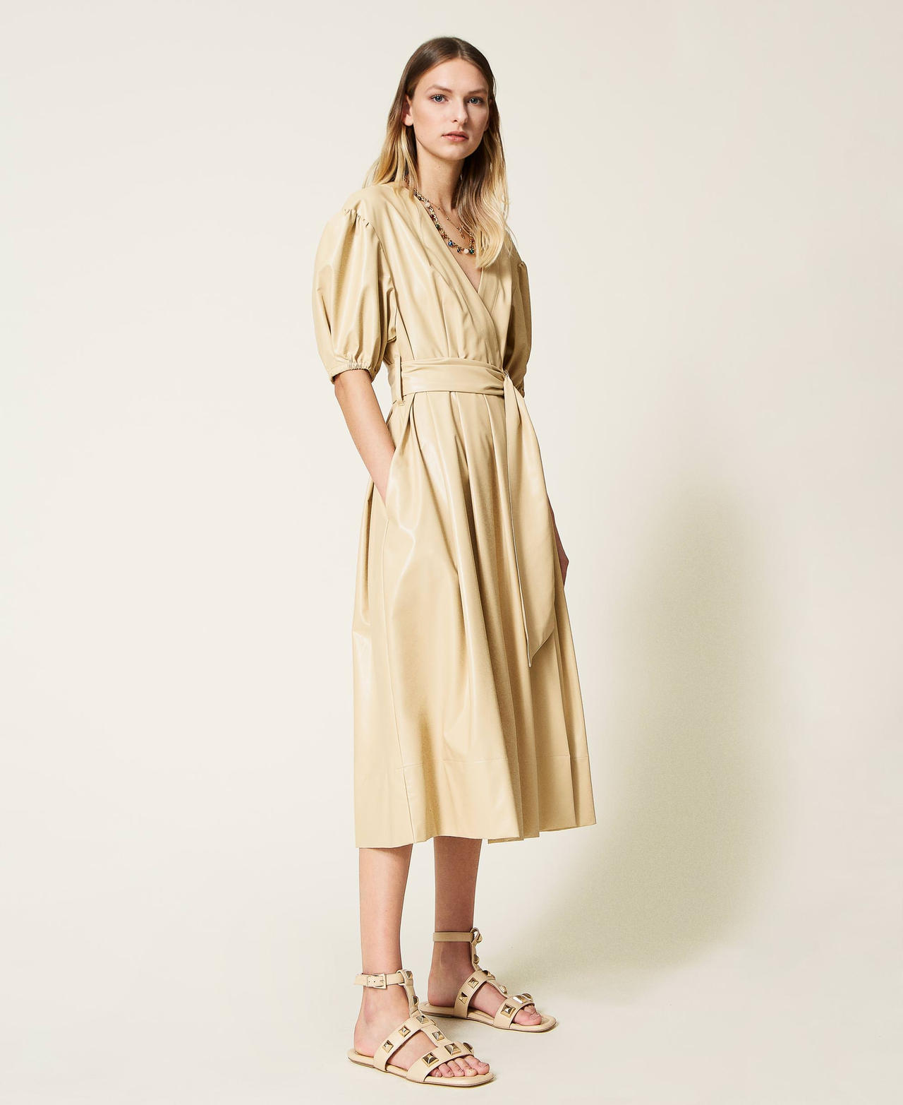 Wrap-around dress with belt