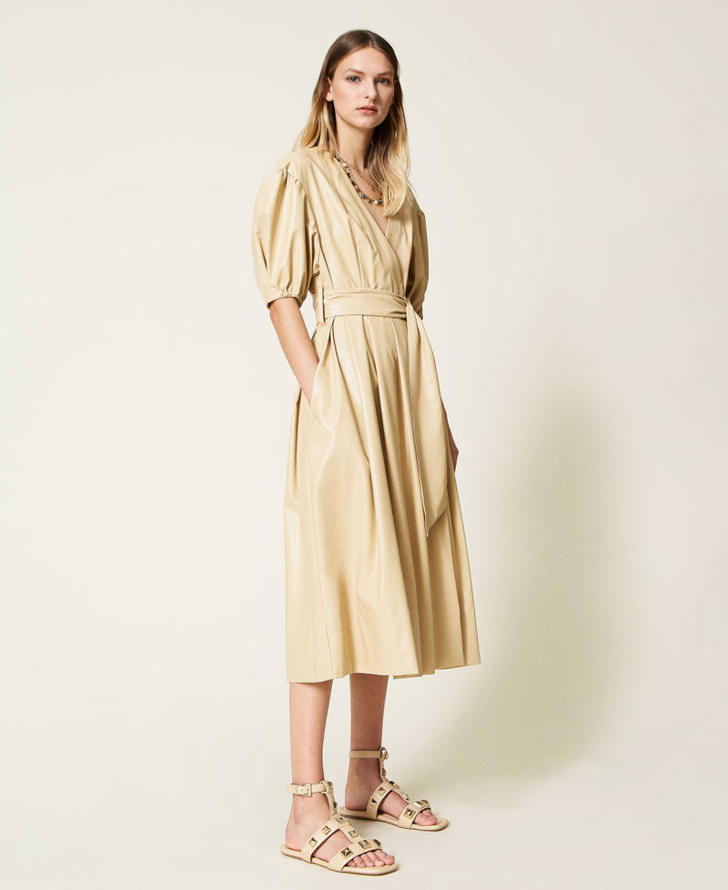Wrap-around dress with belt