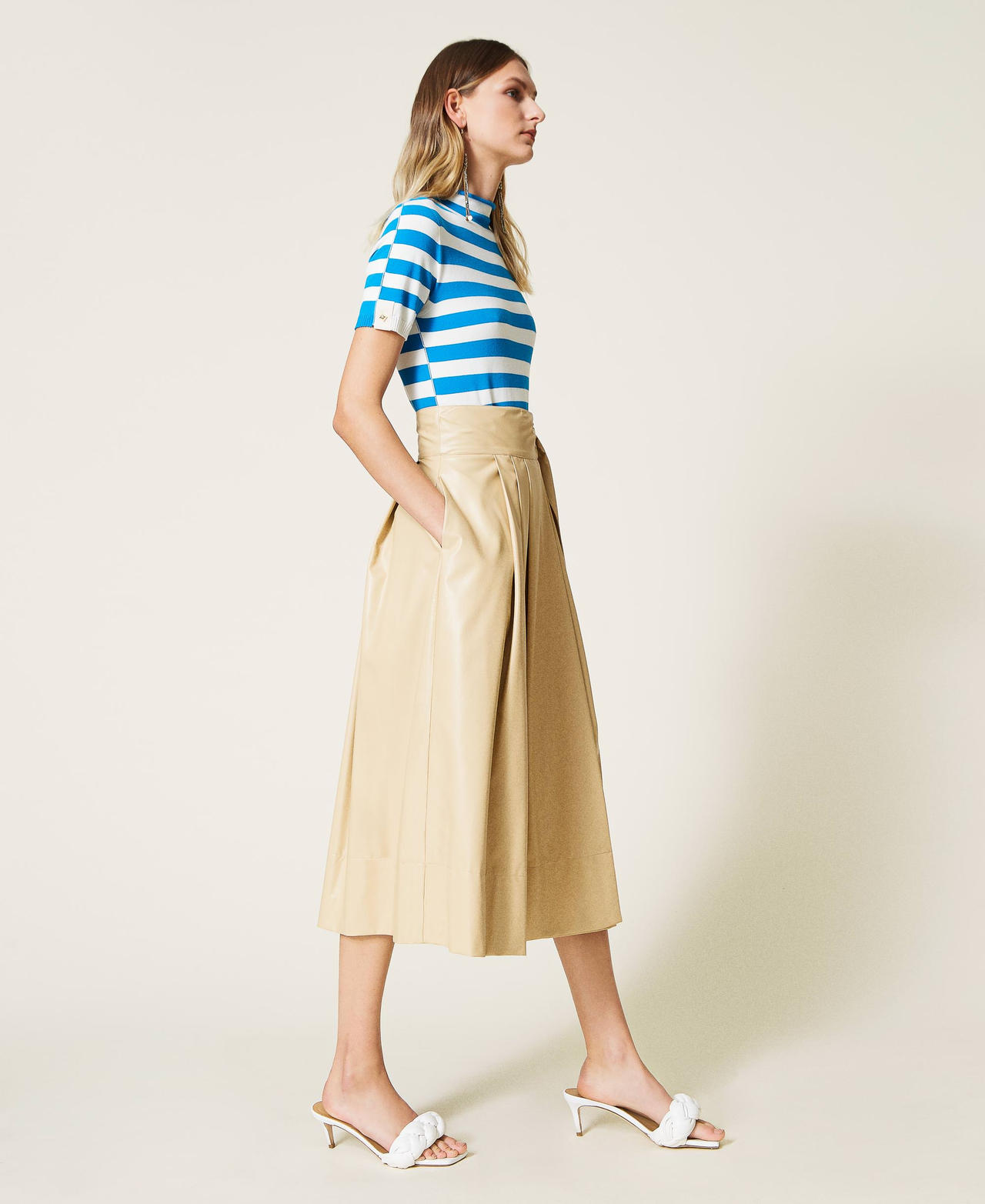 Minigonna in cotone a balze con volant - Giallo - Donna