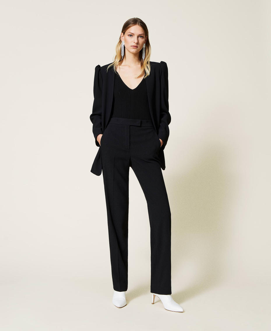 High waist trousers with pockets Black Woman 221TP2401-01