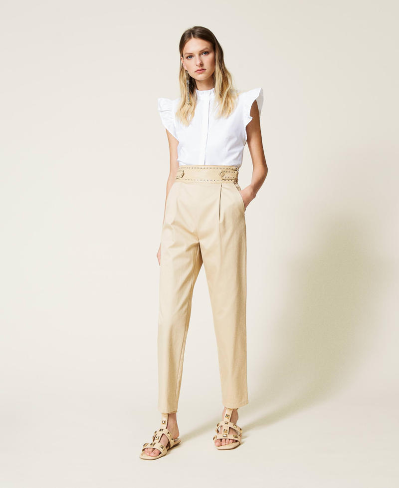 Trousers with openwork embroidery “Cuban Sand” Pink Woman 221TP2413-01