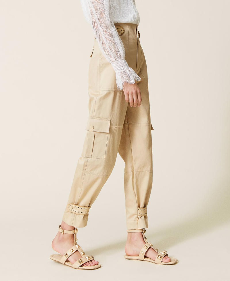 Cargo trousers with openwork embroidery