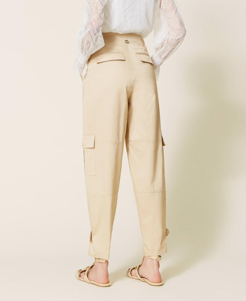 Cargo trousers with openwork embroidery