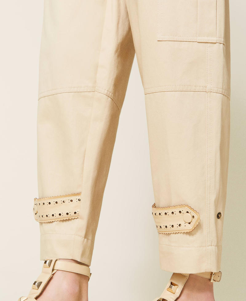 Cargo trousers with openwork embroidery