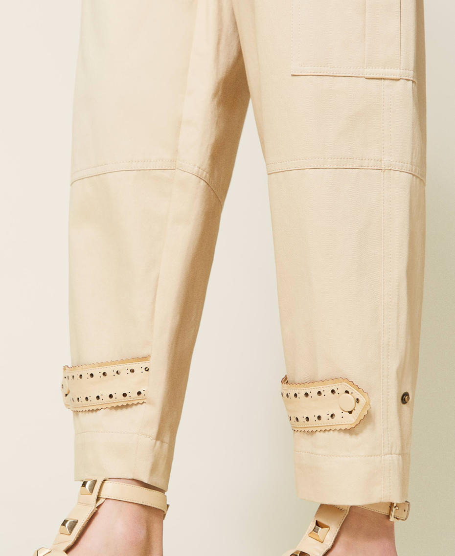 Cargo trousers with openwork embroidery