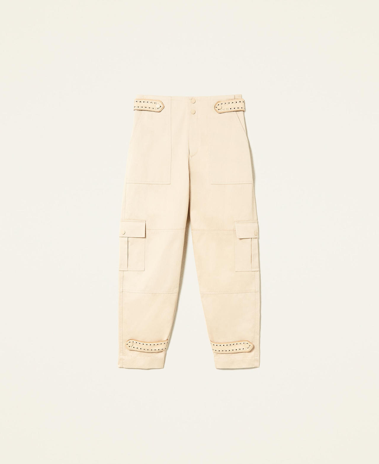 Pantalon cargo avec broderies ajourées Rose « Cuban Sand » Femme 221TP2414-0S