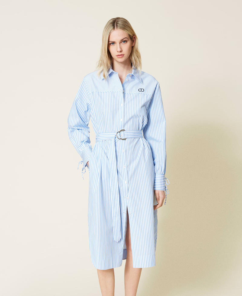Striped poplin shirt dress