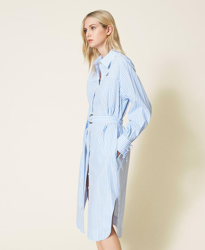 Striped poplin shirt dress