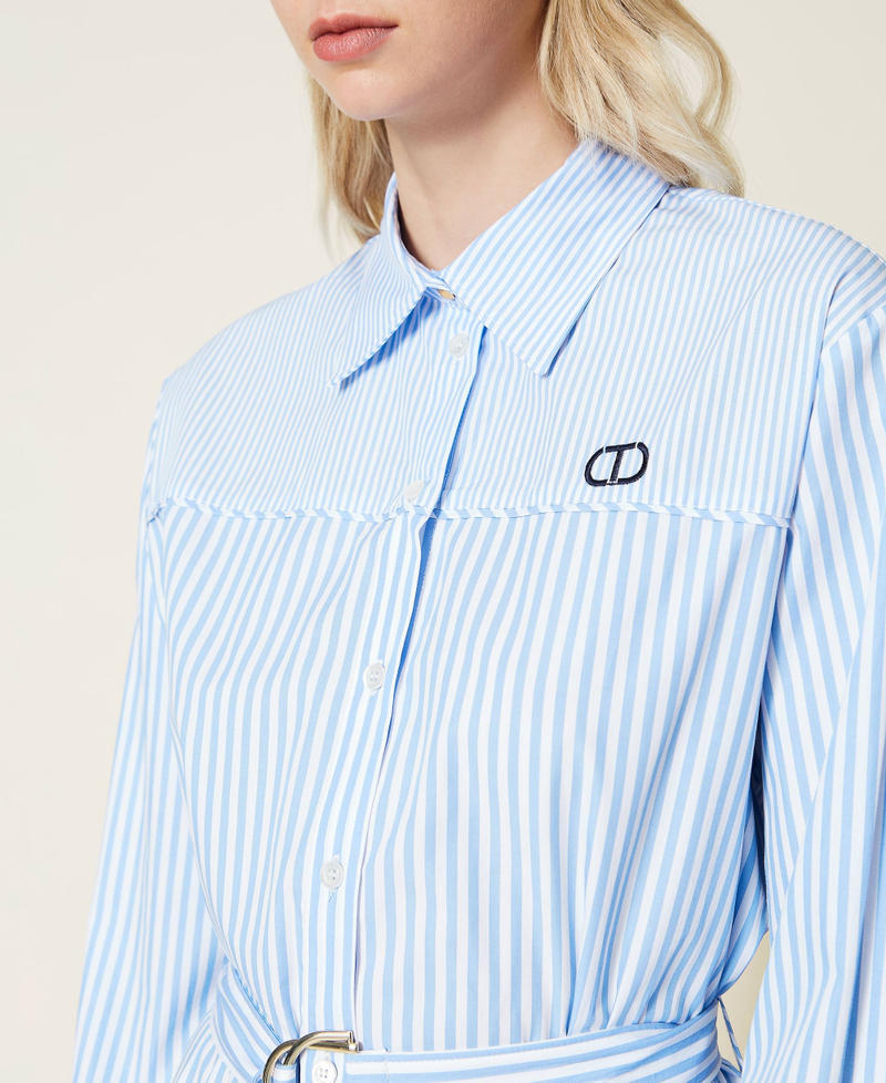Striped poplin shirt dress