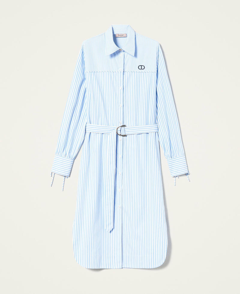 Striped poplin shirt dress Woman, Light blue TWINSET Milano