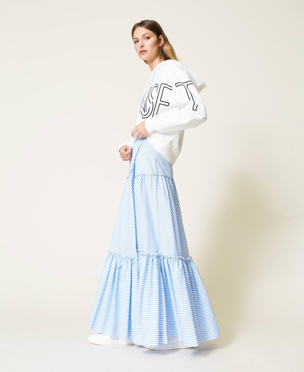 Gonna lunga in popeline a righe Donna Azzurro TWINSET Milano