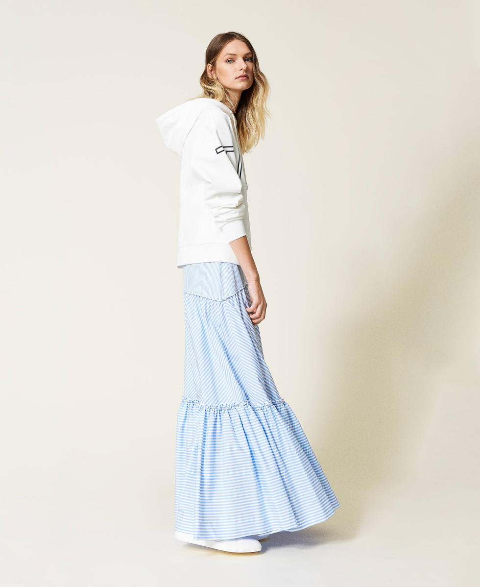 Jupe longue en popeline rayee Femme Bleu TWINSET Milano