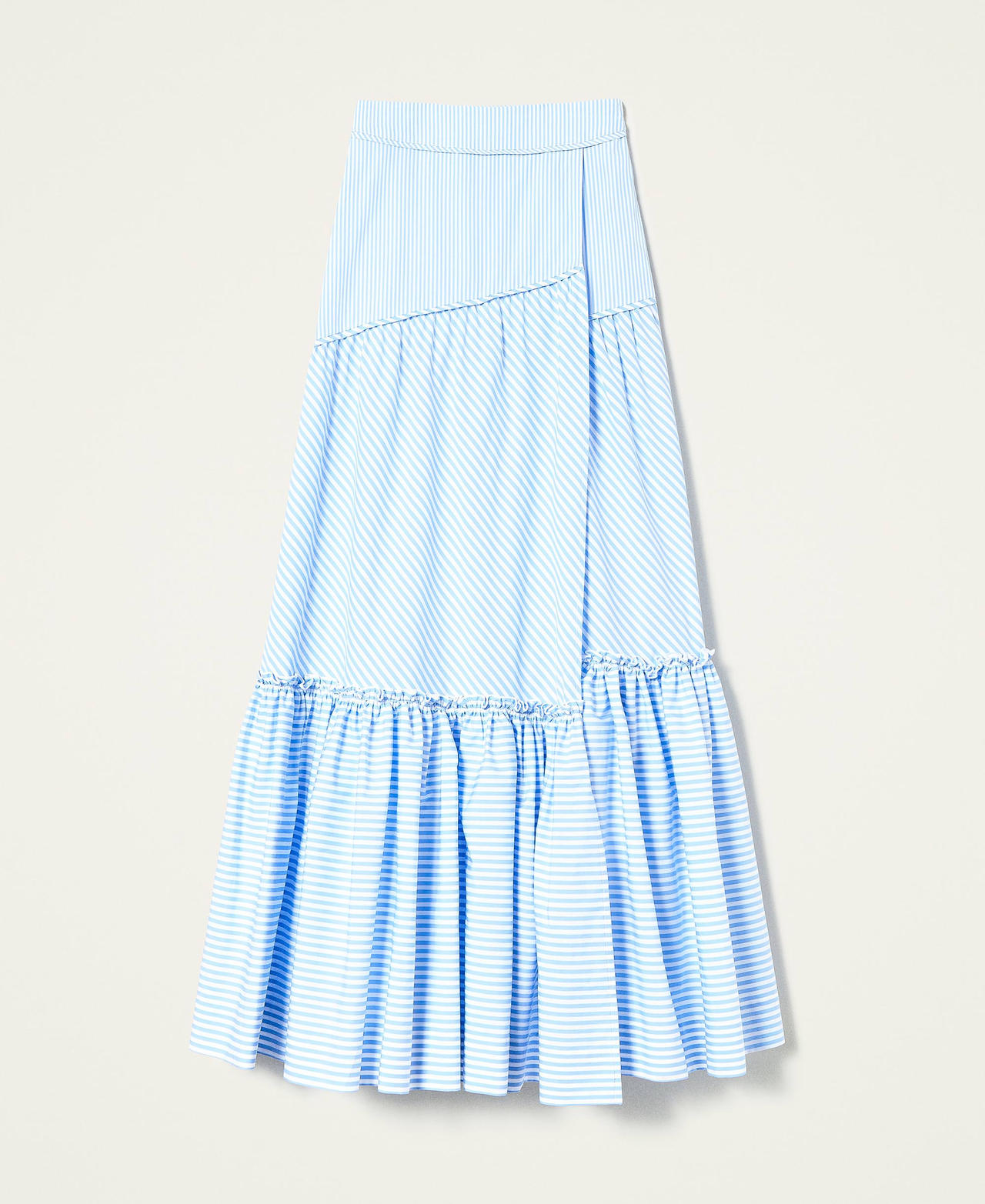 Striped poplin long skirt