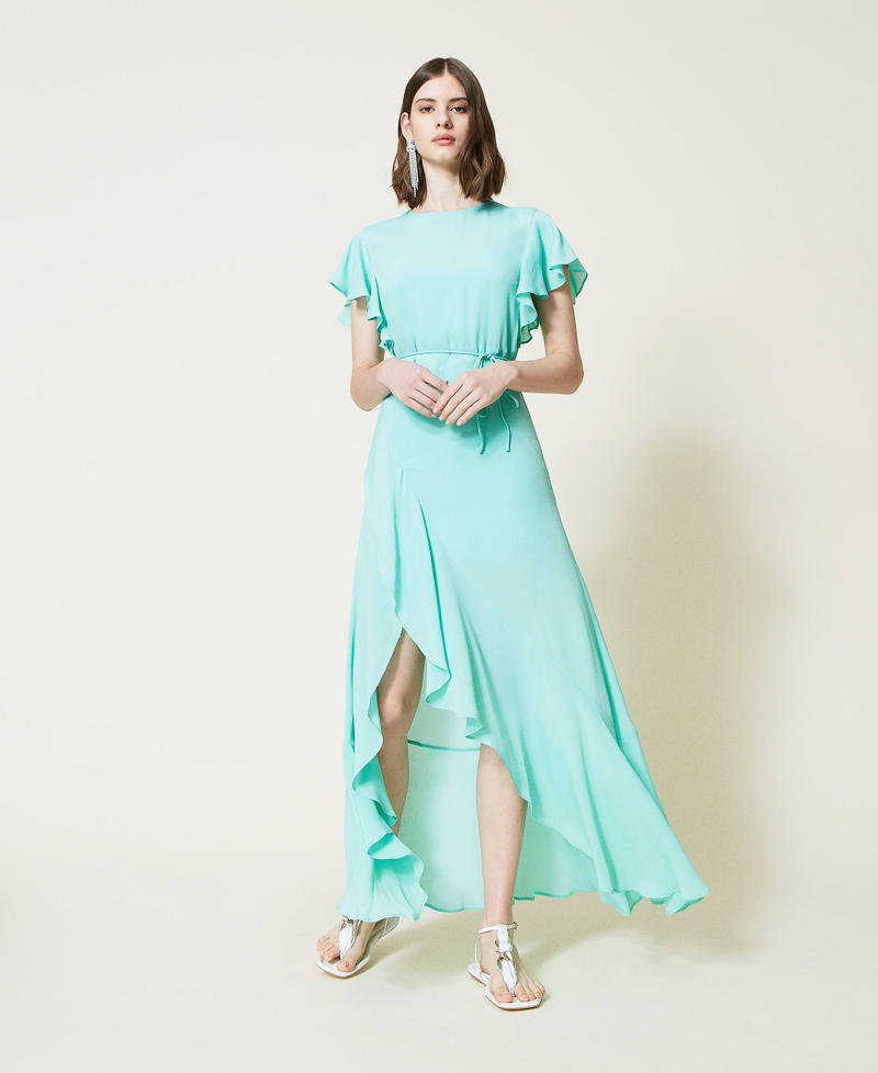 Длинное платье из смесового шелка с воланами Opaline женщина 221TP2465-01