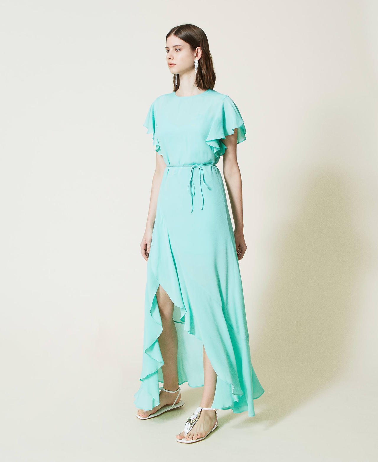 Silk blend long dress with ruffle Opaline Woman 221TP2465-02