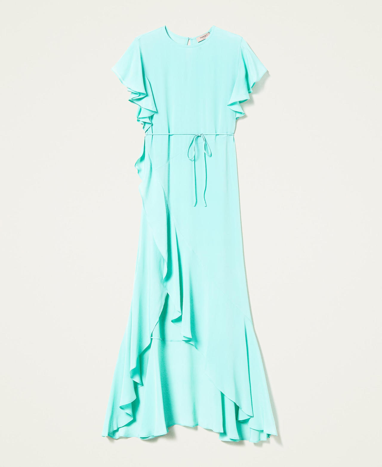 Длинное платье из смесового шелка с воланами Opaline женщина 221TP2465-0S