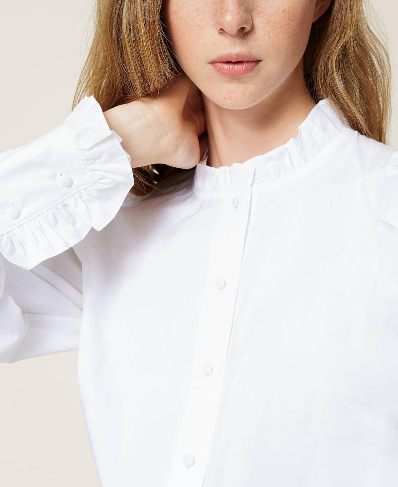 Camisa de popelina con mangas abullonadas Blanco Mujer 221TP2520-06