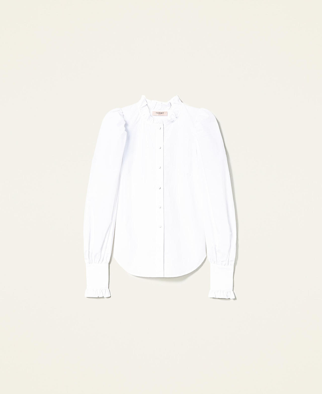 Camisa de popelina con mangas abullonadas Blanco Mujer 221TP2520-0S