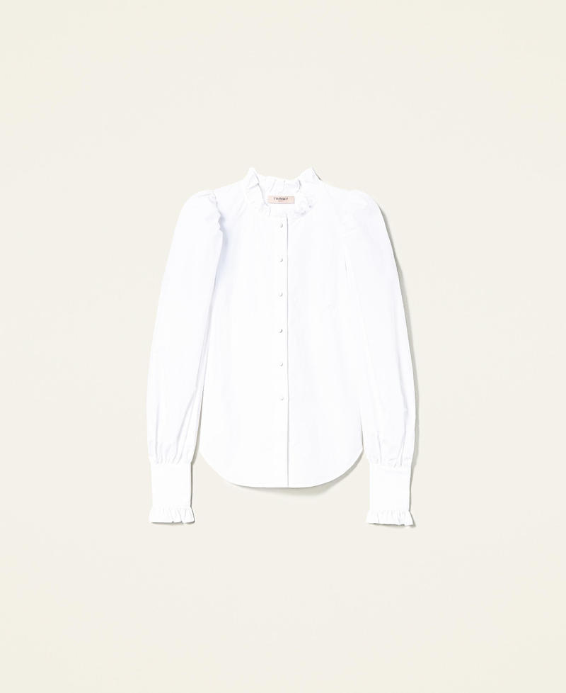 Camicia in popeline con maniche a sbuffo Bianco Donna 221TP2520_00001_0S