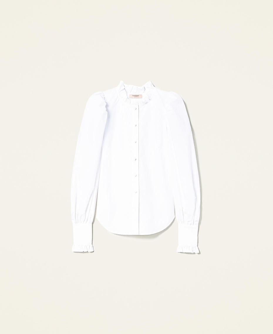 Camicia in popeline con maniche a sbuffo Bianco Donna 221TP2520_00001_S0
