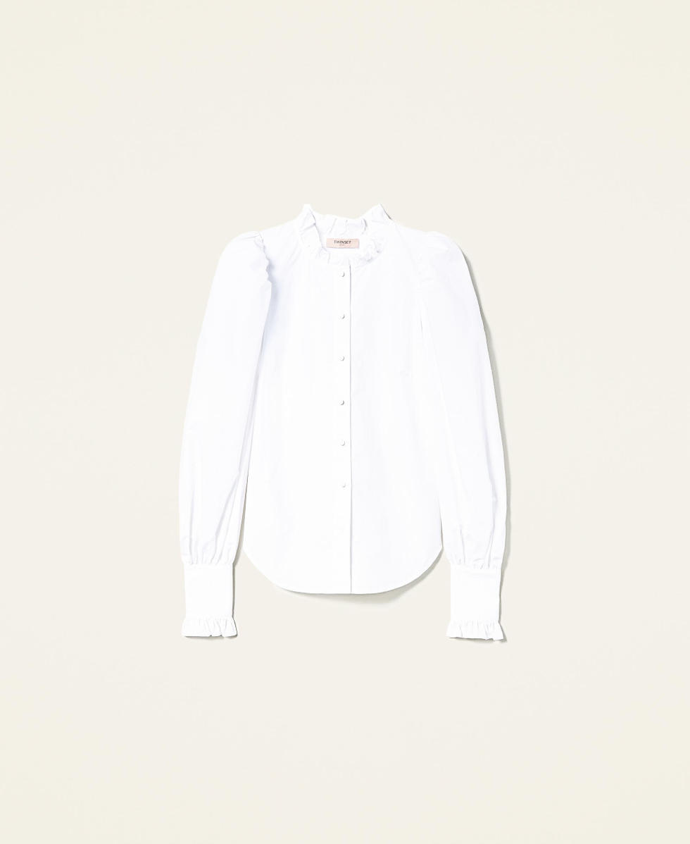 Chemise en popeline avec manches bouffantes