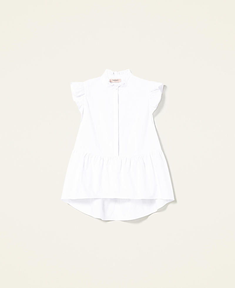 Poplin top with ruffle White Woman 221TP2521-0S