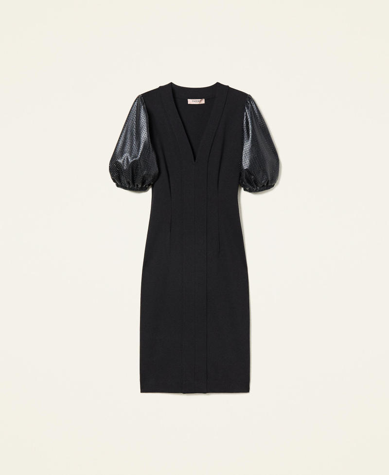 Приталенное платье с рукавами-баллонами Черный женщина 221TP2530-0S