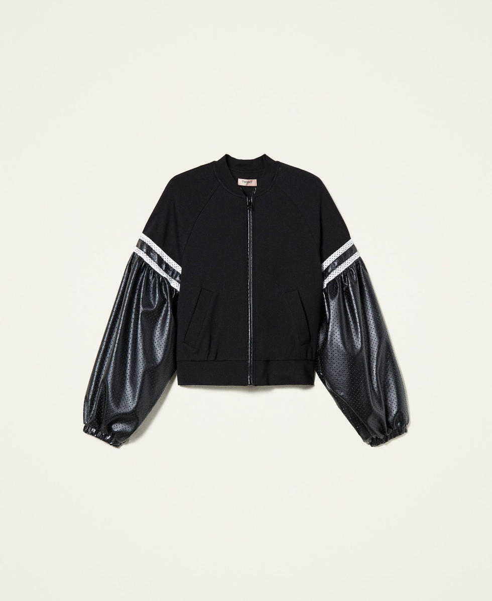 Sweatshirt with openwork sleeves