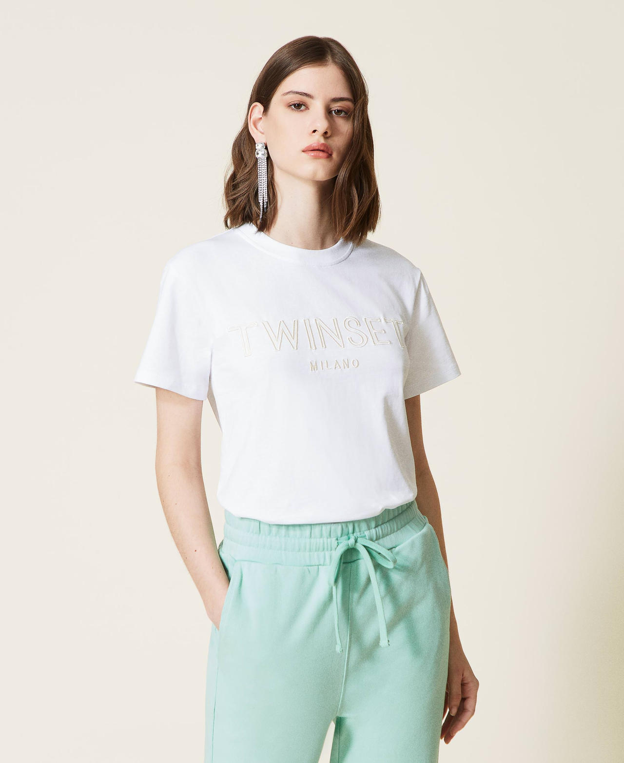 T-shirt with embroidered logo White Woman 221TP2540-02