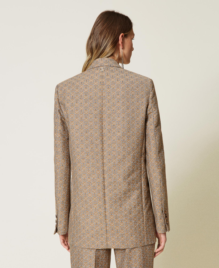 Giacca blazer jacquard con logo all over