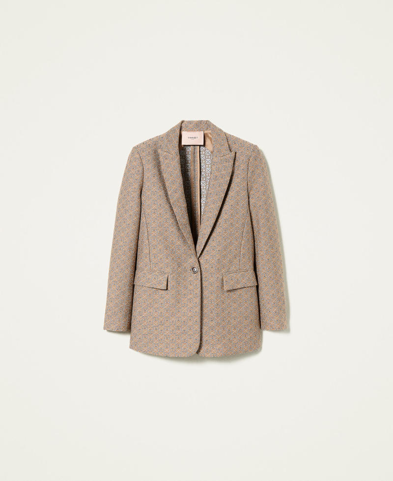 Giacca blazer jacquard con logo all over